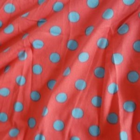 Coral and Blue Polka Dot Skater Mini Skirt - Picture 2 of 2